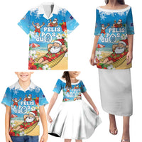 Guam Christmas Family Matching Puletasi and Hawaiian Shirt Felis Pasgua Chilling Santa - Polynesian Pride