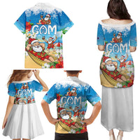 Guam Christmas Family Matching Puletasi and Hawaiian Shirt Felis Pasgua Chilling Santa - Polynesian Pride