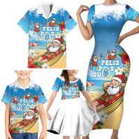 Guam Christmas Family Matching Short Sleeve Bodycon Dress and Hawaiian Shirt Felis Pasgua Chilling Santa - Polynesian Pride