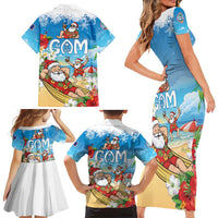 Guam Christmas Family Matching Short Sleeve Bodycon Dress and Hawaiian Shirt Felis Pasgua Chilling Santa - Polynesian Pride