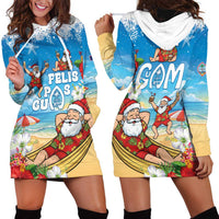 Guam Christmas Hoodie Dress Felis Pasgua Chilling Santa - Polynesian Pride