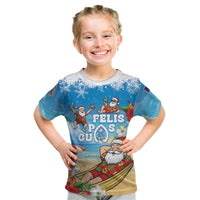 Guam Christmas Kid T Shirt Felis Pasgua Chilling Santa LT05 Blue - Polynesian Pride