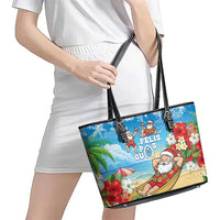 Guam Christmas Leather Tote Bag Felis Pasgua Chilling Santa - Polynesian Pride