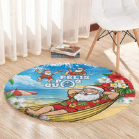Guam Christmas Round Carpet Felis Pasgua Chilling Santa - Polynesian Pride