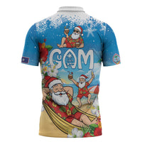 Guam Christmas Zipper Polo Shirt Felis Pasgua Chilling Santa LT05 - Polynesian Pride