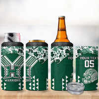 Custom Hawaii Football 4 in 1 Can Cooler Tumbler Rainbow Warriors Tropical Vibes - Polynesian Pride
