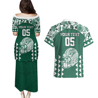 Custom Hawaii Football Couples Matching Puletasi and Hawaiian Shirt Rainbow Warriors Tropical Vibes LT05 - Polynesian Pride