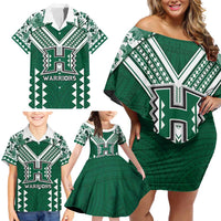 Custom Hawaii Football Family Matching Off Shoulder Short Dress and Hawaiian Shirt Rainbow Warriors Tropical Vibes - Polynesian Pride