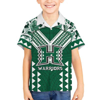 Custom Hawaii Football Family Matching Puletasi and Hawaiian Shirt Rainbow Warriors Tropical Vibes - Polynesian Pride