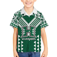 Custom Hawaii Football Family Matching Short Sleeve Bodycon Dress and Hawaiian Shirt Rainbow Warriors Tropical Vibes - Polynesian Pride