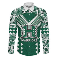 Custom Hawaii Football Family Matching Summer Maxi Dress and Hawaiian Shirt Rainbow Warriors Tropical Vibes LT05 Dad's Shirt - Long Sleeve Green - Polynesian Pride
