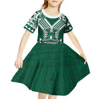 Custom Hawaii Football Kid Short Sleeve Dress Rainbow Warriors Tropical Vibes LT05 - Polynesian Pride