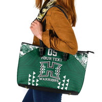 Custom Hawaii Football Leather Tote Bag Rainbow Warriors Tropical Vibes - Polynesian Pride