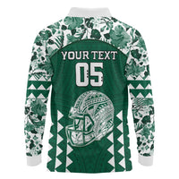 Custom Hawaii Football Long Sleeve Polo Shirt Rainbow Warriors Tropical Vibes - Polynesian Pride