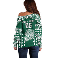 Custom Hawaii Football Off Shoulder Sweater Rainbow Warriors Tropical Vibes - Polynesian Pride