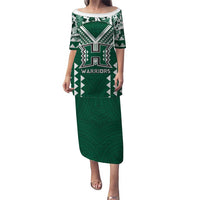 Custom Hawaii Football Puletasi Rainbow Warriors Tropical Vibes LT05 Long Dress Green - Polynesian Pride