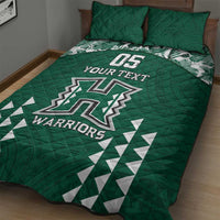 Custom Hawaii Football Quilt Bed Set Rainbow Warriors Tropical Vibes - Polynesian Pride