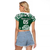 Custom Hawaii Football Raglan Cropped T Shirt Rainbow Warriors Tropical Vibes LT05 - Polynesian Pride