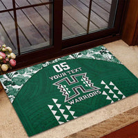 Custom Hawaii Football Rubber Doormat Rainbow Warriors Tropical Vibes - Polynesian Pride