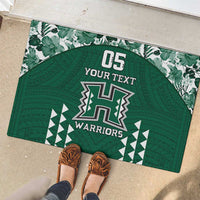 Custom Hawaii Football Rubber Doormat Rainbow Warriors Tropical Vibes - Polynesian Pride