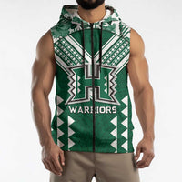 Custom Hawaii Football Sleeveless Zip Hoodie Rainbow Warriors Tropical Vibes LT05 - Polynesian Pride