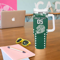 Custom Hawaii Football Tumbler With Handle Rainbow Warriors Tropical Vibes - Polynesian Pride