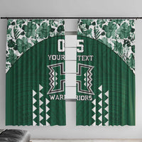 Custom Hawaii Football Window Curtain Rainbow Warriors Tropical Vibes - Polynesian Pride