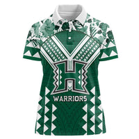 Custom Hawaii Football Women Polo Shirt Rainbow Warriors Tropical Vibes LT05 Female Green - Polynesian Pride