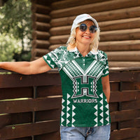Custom Hawaii Football Women Polo Shirt Rainbow Warriors Tropical Vibes LT05 - Polynesian Pride