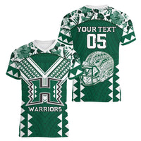 Custom Hawaii Football Women V-Neck T-Shirt Rainbow Warriors Tropical Vibes LT05 - Polynesian Pride