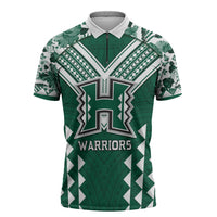 Custom Hawaii Football Zipper Polo Shirt Rainbow Warriors Tropical Vibes LT05 Green - Polynesian Pride