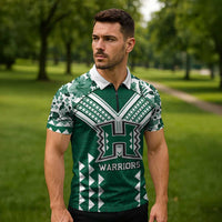 Custom Hawaii Football Zipper Polo Shirt Rainbow Warriors Tropical Vibes LT05 - Polynesian Pride