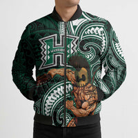 Hawaii Ikaika Warrior Football Bomber Puffer Jacket Polynesian Tribal Tattoo - Polynesian Pride