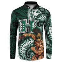 Hawaii Ikaika Warrior Football Button Sweatshirt Polynesian Tribal Tattoo - Polynesian Pride