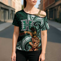 Hawaii Ikaika Warrior Football Cross Shoulder Shirt Polynesian Tribal Tattoo LT05 - Polynesian Pride