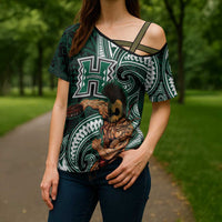 Hawaii Ikaika Warrior Football Cross Shoulder Shirt Polynesian Tribal Tattoo LT05 - Polynesian Pride