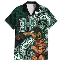 Hawaii Ikaika Warrior Football Family Matching Long Sleeve Bodycon Dress and Hawaiian Shirt Polynesian Tribal Tattoo - Polynesian Pride
