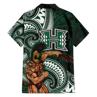 Hawaii Ikaika Warrior Football Family Matching Long Sleeve Bodycon Dress and Hawaiian Shirt Polynesian Tribal Tattoo - Polynesian Pride