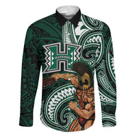 Hawaii Ikaika Warrior Football Family Matching Long Sleeve Bodycon Dress and Hawaiian Shirt Polynesian Tribal Tattoo - Polynesian Pride