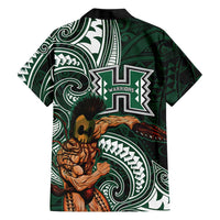 Hawaii Ikaika Warrior Football Family Matching Off Shoulder Maxi Dress and Hawaiian Shirt Polynesian Tribal Tattoo - Polynesian Pride