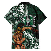 Hawaii Ikaika Warrior Football Family Matching Short Sleeve Bodycon Dress and Hawaiian Shirt Polynesian Tribal Tattoo - Polynesian Pride