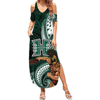 Hawaii Ikaika Warrior Football Family Matching Summer Maxi Dress and Hawaiian Shirt Polynesian Tribal Tattoo - Polynesian Pride
