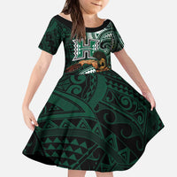 Hawaii Ikaika Warrior Football Kid Short Sleeve Dress Polynesian Tribal Tattoo - Polynesian Pride