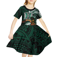 Hawaii Ikaika Warrior Football Kid Short Sleeve Dress Polynesian Tribal Tattoo LT05 - Polynesian Pride