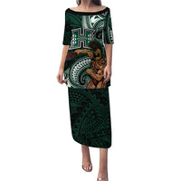 Hawaii Ikaika Warrior Football Puletasi Polynesian Tribal Tattoo LT05 Long Dress Black - Polynesian Pride