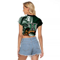 Hawaii Ikaika Warrior Football Raglan Cropped T Shirt Polynesian Tribal Tattoo LT05 - Polynesian Pride