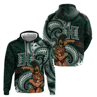 Hawaii Ikaika Warrior Football Zip Hoodie Polynesian Tribal Tattoo - Polynesian Pride