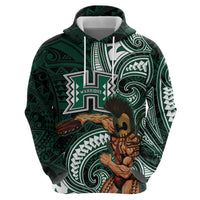 Hawaii Ikaika Warrior Football Zip Hoodie Polynesian Tribal Tattoo - Polynesian Pride