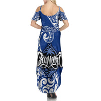 Personalised Hafa Adai Guam History and Chamorro Heritage Day Family Matching Summer Maxi Dress and Hawaiian Shirt Blue Latte Stone LT05 - Polynesian Pride