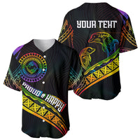 Personalised LGBT History Month Baseball Jersey Proud And Happy Polynesian Dolphin LT05 - Polynesian Pride